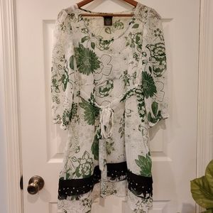 Anthropologie Fei Green Floral Dress
